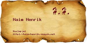 Haim Henrik névjegykártya